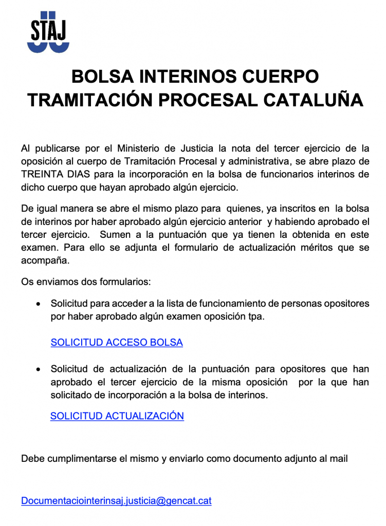 bolsa de interinos Cataluña méritos de Tramitación- Patricia Israel oposiciones